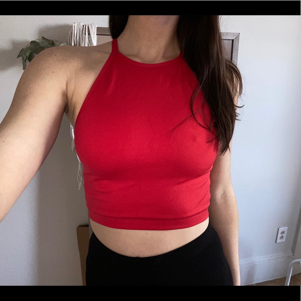 Red Cropped Work Out Tank
